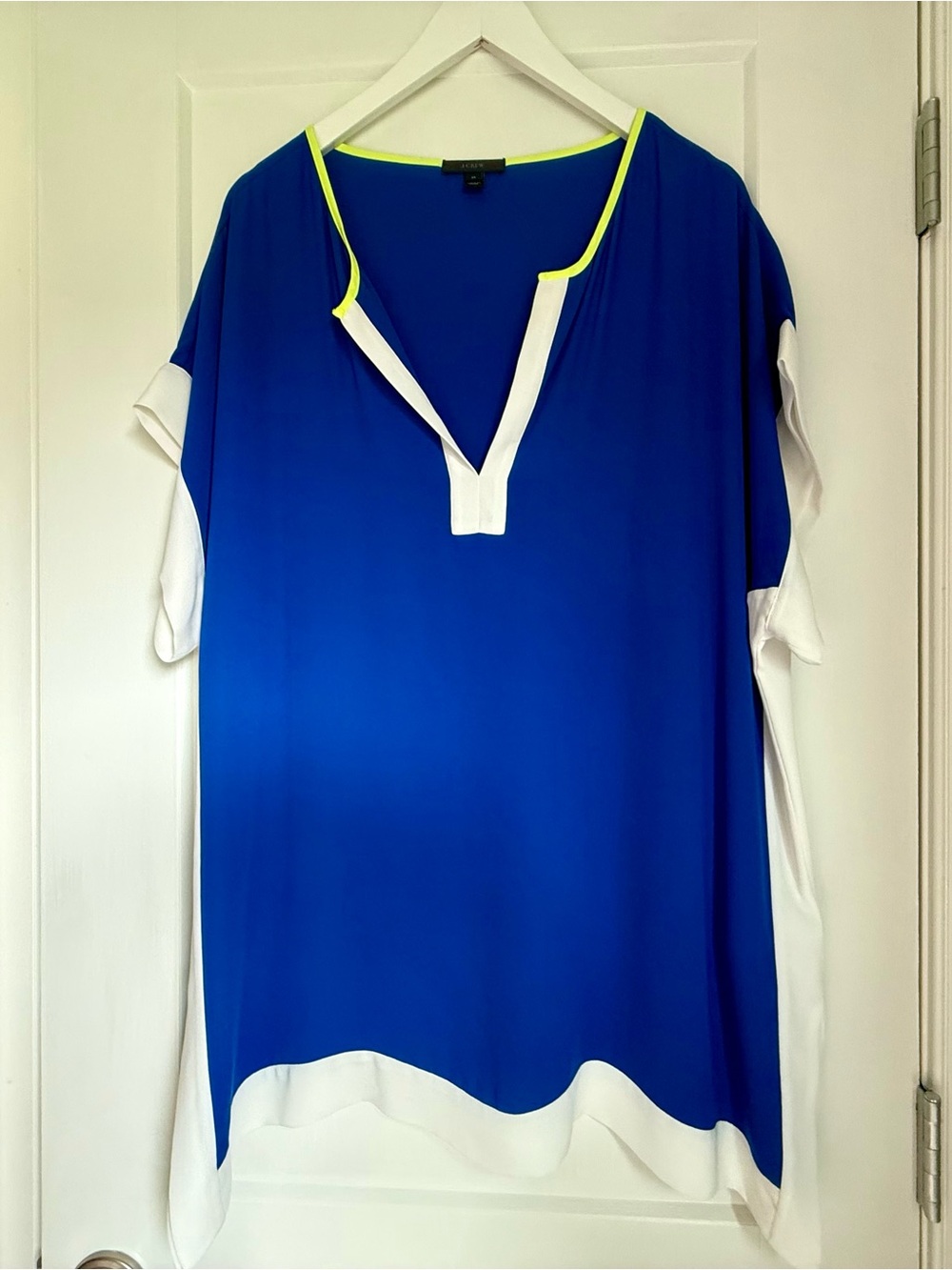 J. Crew Royal Blue Tunic with White Trim and Neon Accent